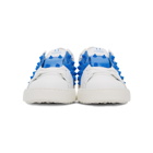 Valentino White and Blue Valentino Garavani Rockstud Untitled Sneakers