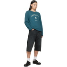 MM6 Maison Margiela Blue Long-Sleeved Reversible T-shirt