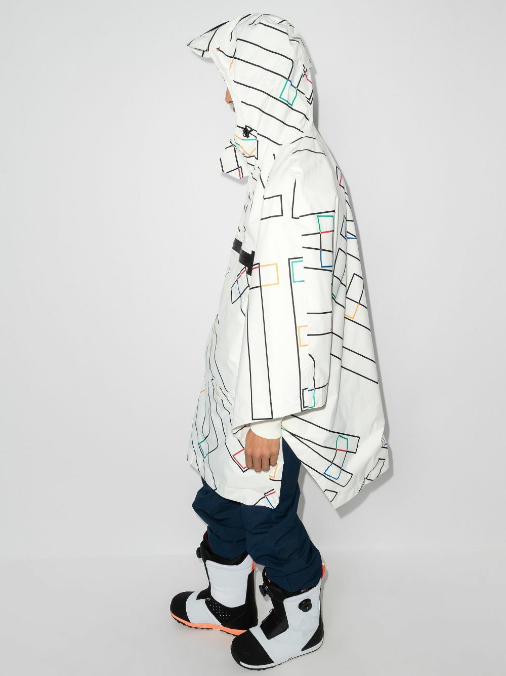 Templa X Olympics White Graphic Hooded Poncho