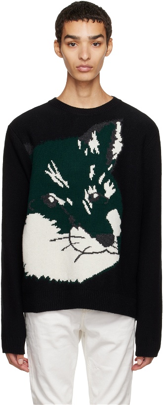 Photo: Maison Kitsuné Black Oversize Fox Head Sweater