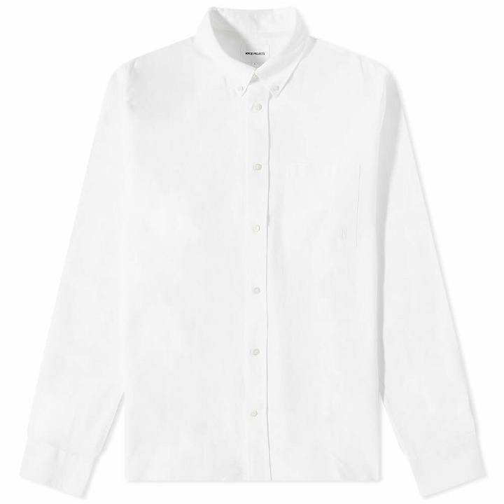 Photo: Norse Projects Men's Algot Oxford Monogram Button Down Shirt in White