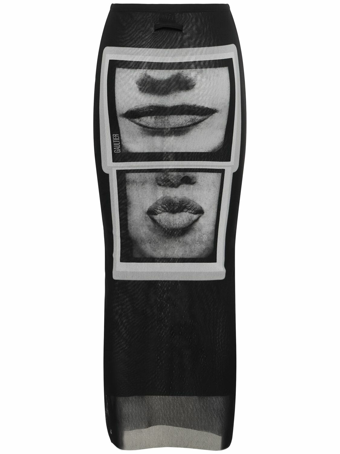 JEAN PAUL GAULTIER Eyes & Lips Printed Mesh Long Dress