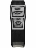 JEAN PAUL GAULTIER Eyes & Lips Printed Mesh Long Dress