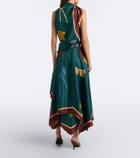 Alémais Rosette printed silk twill midi dress