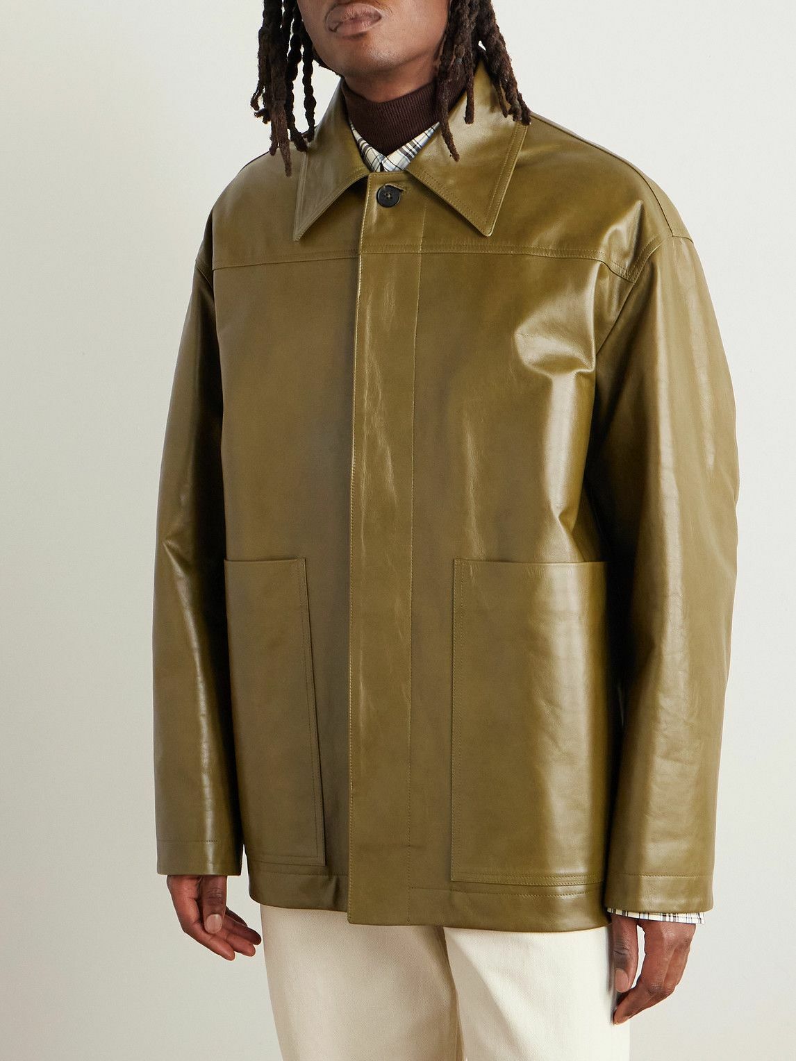 90's] Old JIL SANDER Leather Jacket Size.48