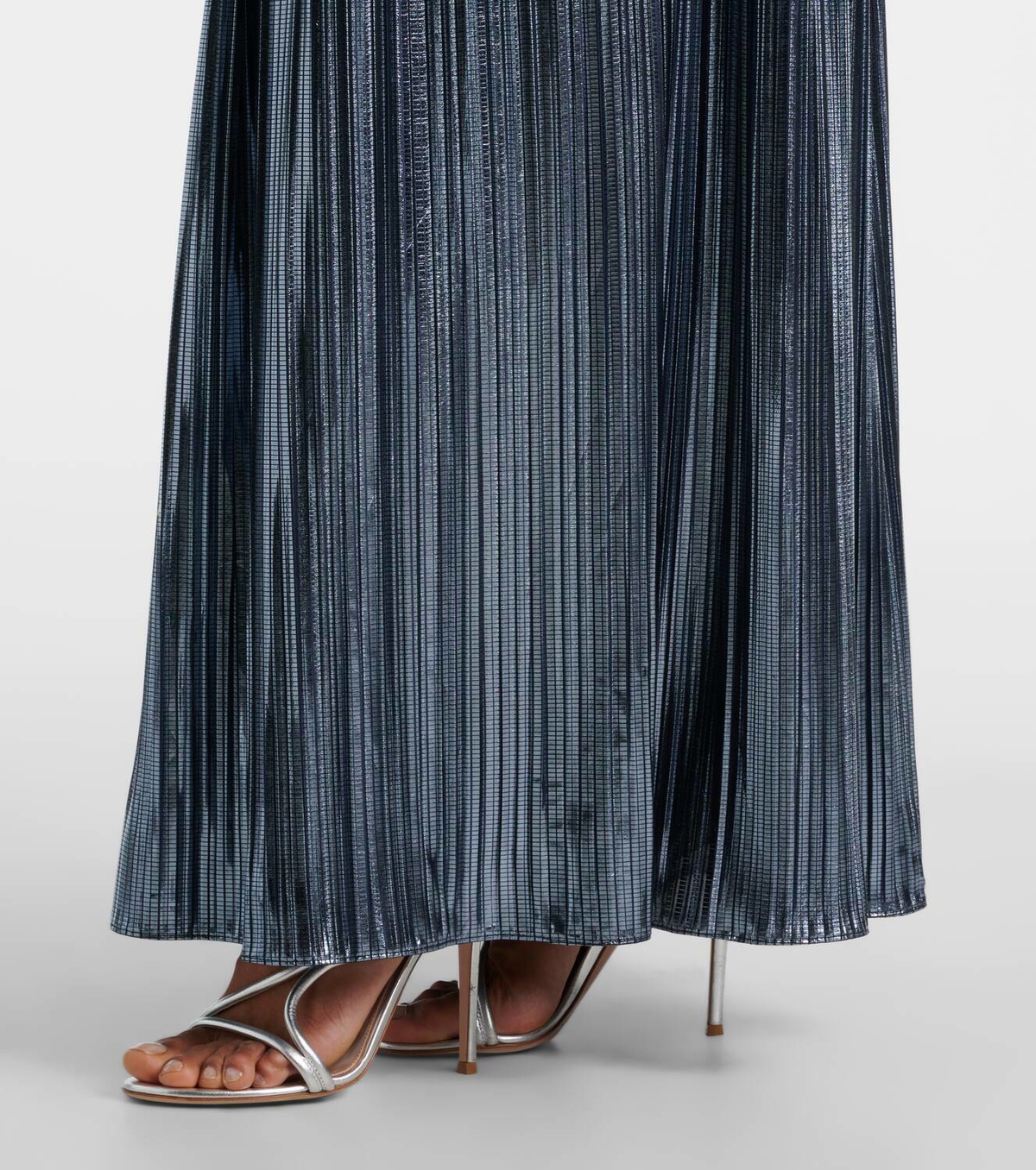Rodarte Pleated belted lamé gown