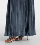 Rodarte Pleated belted lamé gown