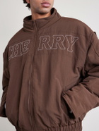 Cherry Los Angeles - Pit Crew Logo-Embroidered Padded Nylon Jacket - Brown