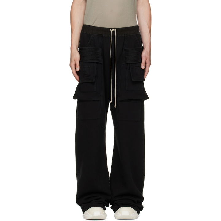 Photo: Rick Owens DRKSHDW Black Tower Creatch Wide Cargo Lounge Pants