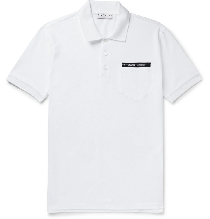 Photo: GIVENCHY - Logo-Detailed Cotton-Piqué Polo Shirt - White