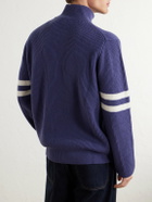 Canada Goose - McKinney Logo-Appliquéd Striped Ribbed Wool Half-Zip Sweater - Blue