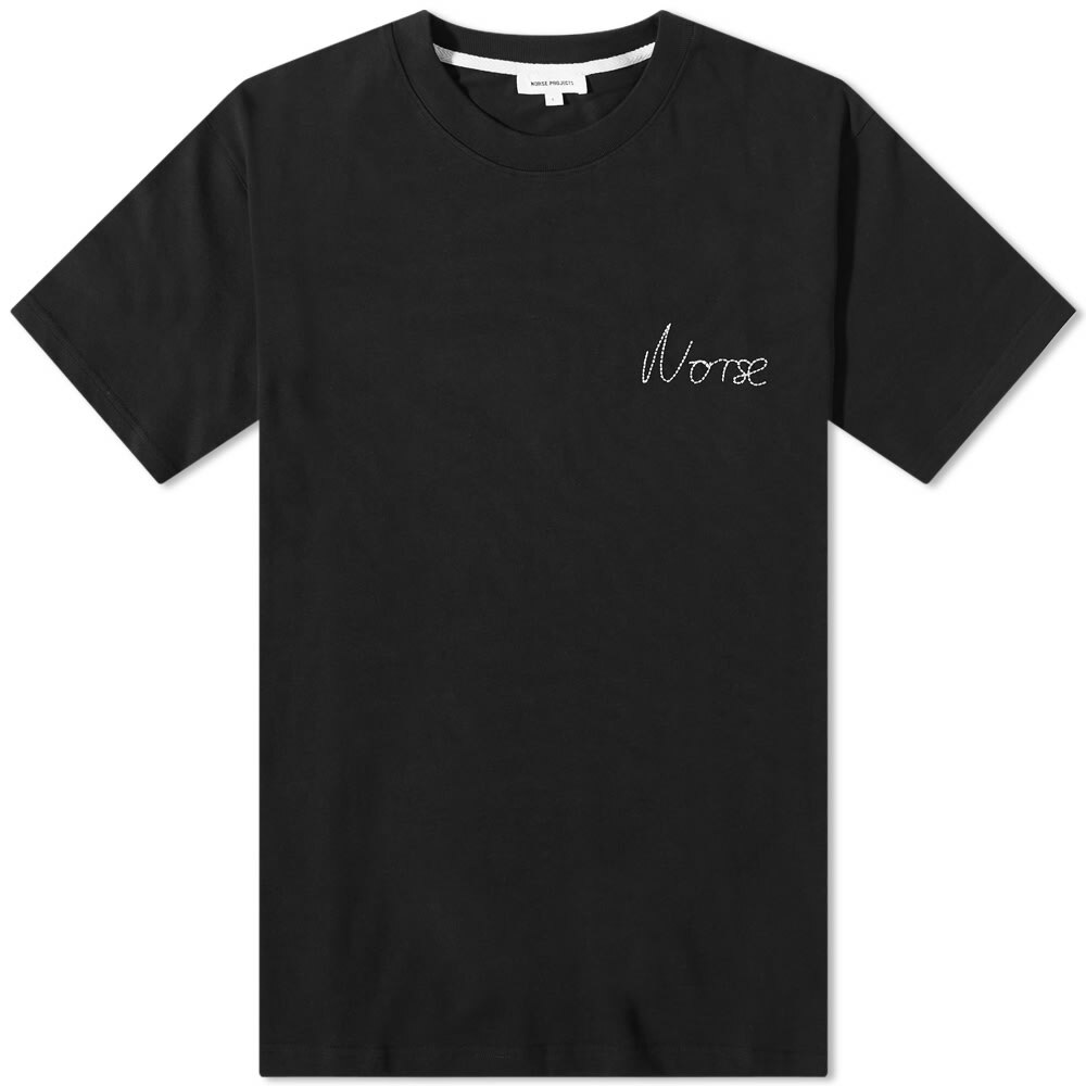 Norse Projects Men's Johannes Chain Stitch Logo T-Shirt in Black Norse ...