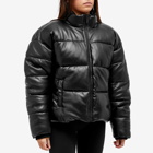 Good American Women's Leather Look Puffer Jacket in Black