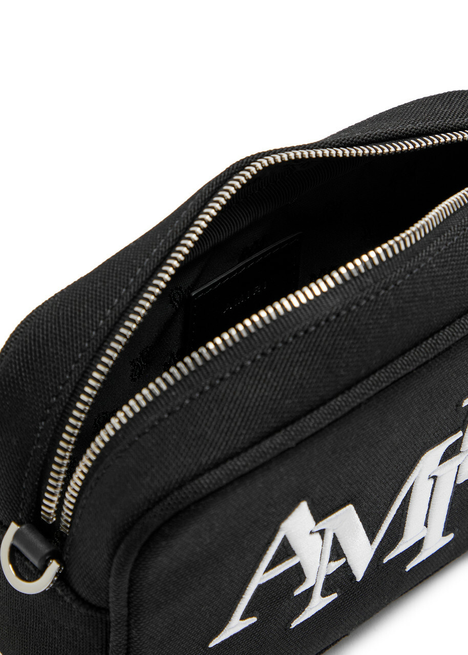 Amiri Staggered Logo-embroidered Canvas Camera bag - Black - One Size