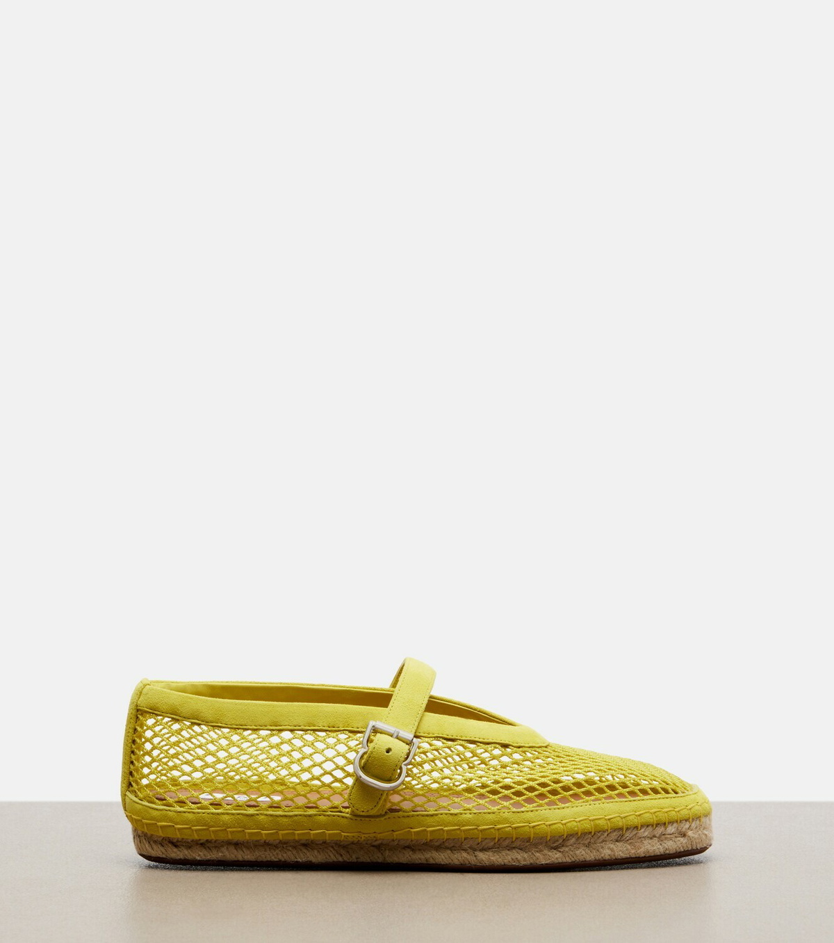 Alaïa Fishnet suede-trimmed espadrilles