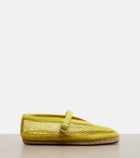 Alaïa Fishnet suede-trimmed espadrilles