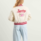 SUNDAYFRUITMARKET Women's Berry Farm Varsity Jacket in Ivory