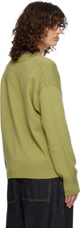 AMI Paris Green Wool Crewneck Ami de Coeur Cardigan