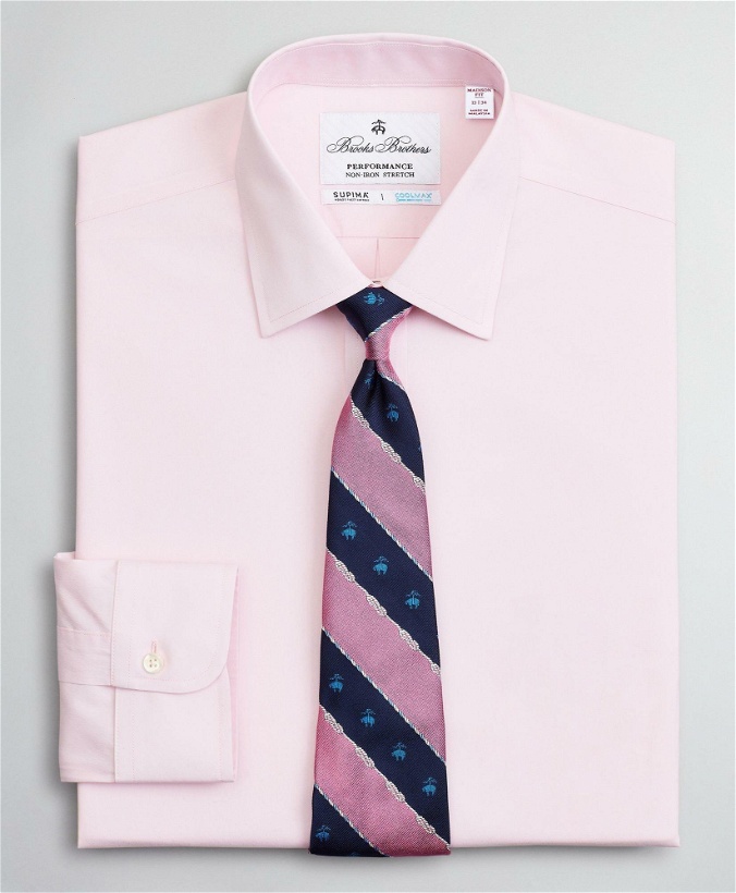 Photo: Brooks Brothers Men's Madison Relaxed-Fit Dress Shirt, Performance Non-Iron with COOLMAX, Ainsley Collar Twill | Pink