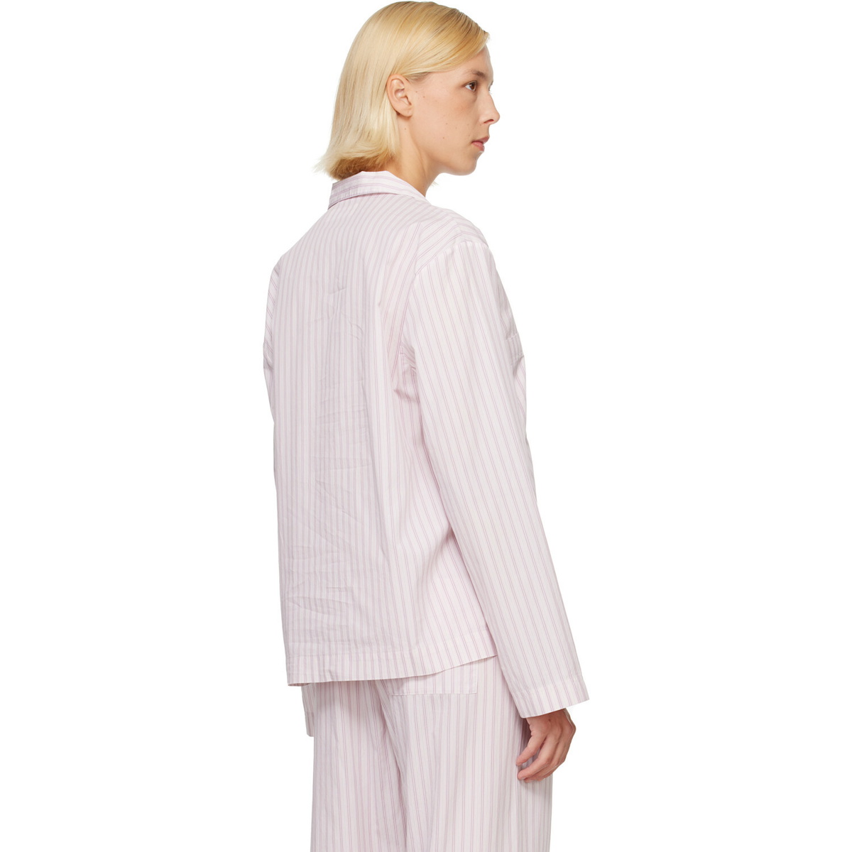 Tekla Pink Fine Twill Long-Sleeved Pyjama Shirt