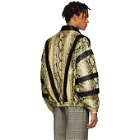 Gucci Yellow and Black Faux-Python Bomber Jacket