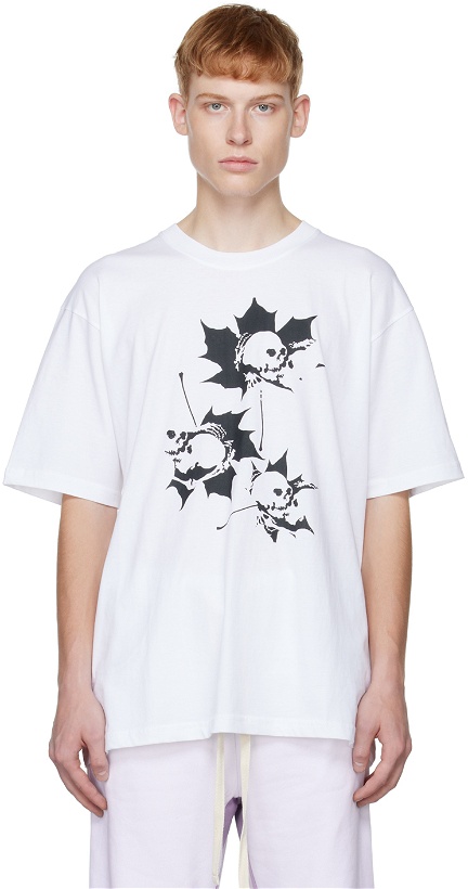 Photo: TheOpen Product SSENSE Exclusive White Skull Leaf T-Shirt