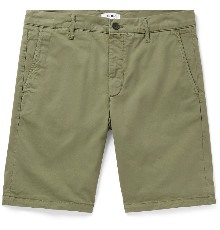 Photo: NN07 - Crown Slim-Fit Stretch-Cotton Twill Shorts - Green