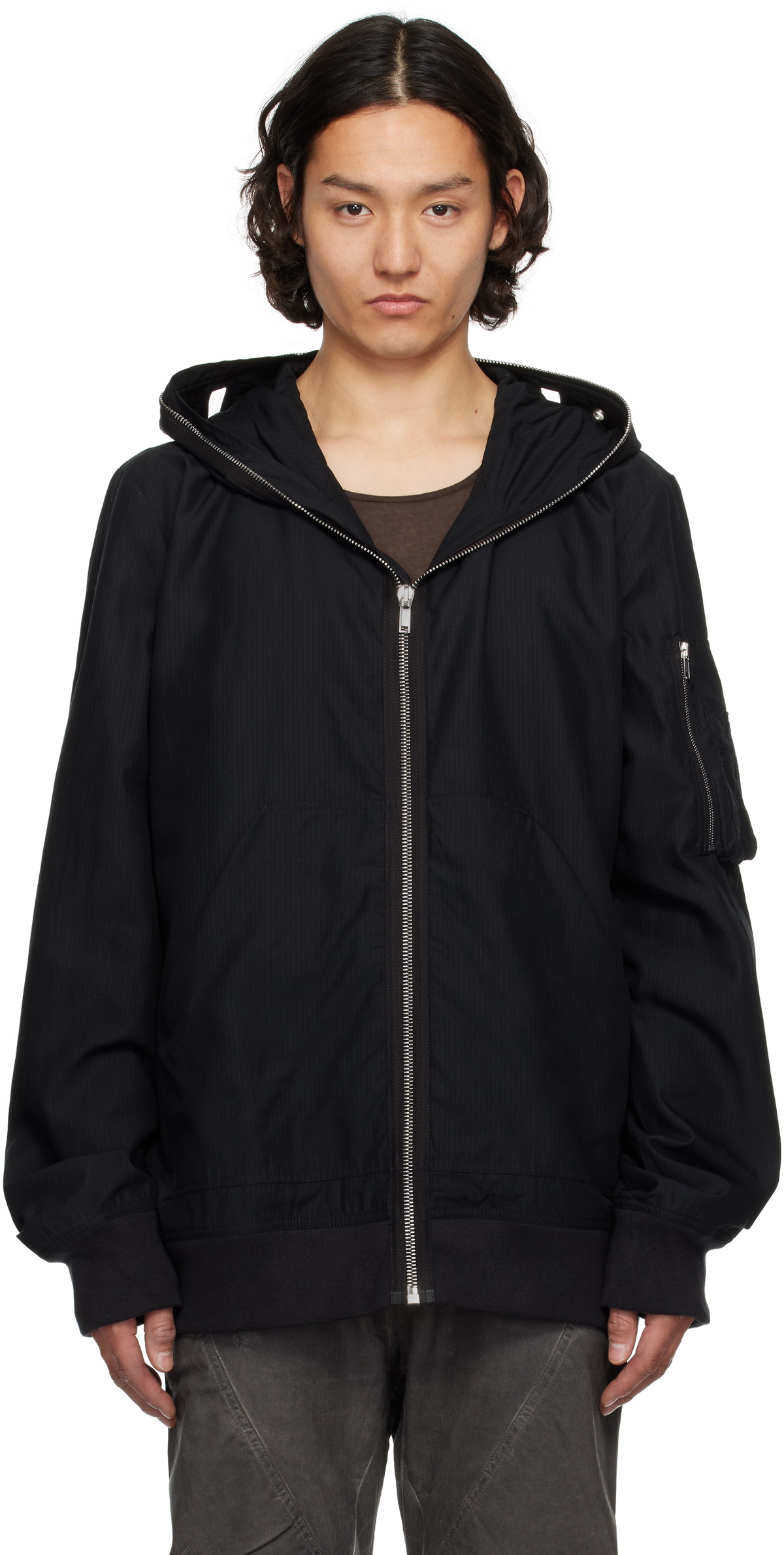 Rick Owens DRKSHDW Black Hollywood Flight Bomber Jacket Rick