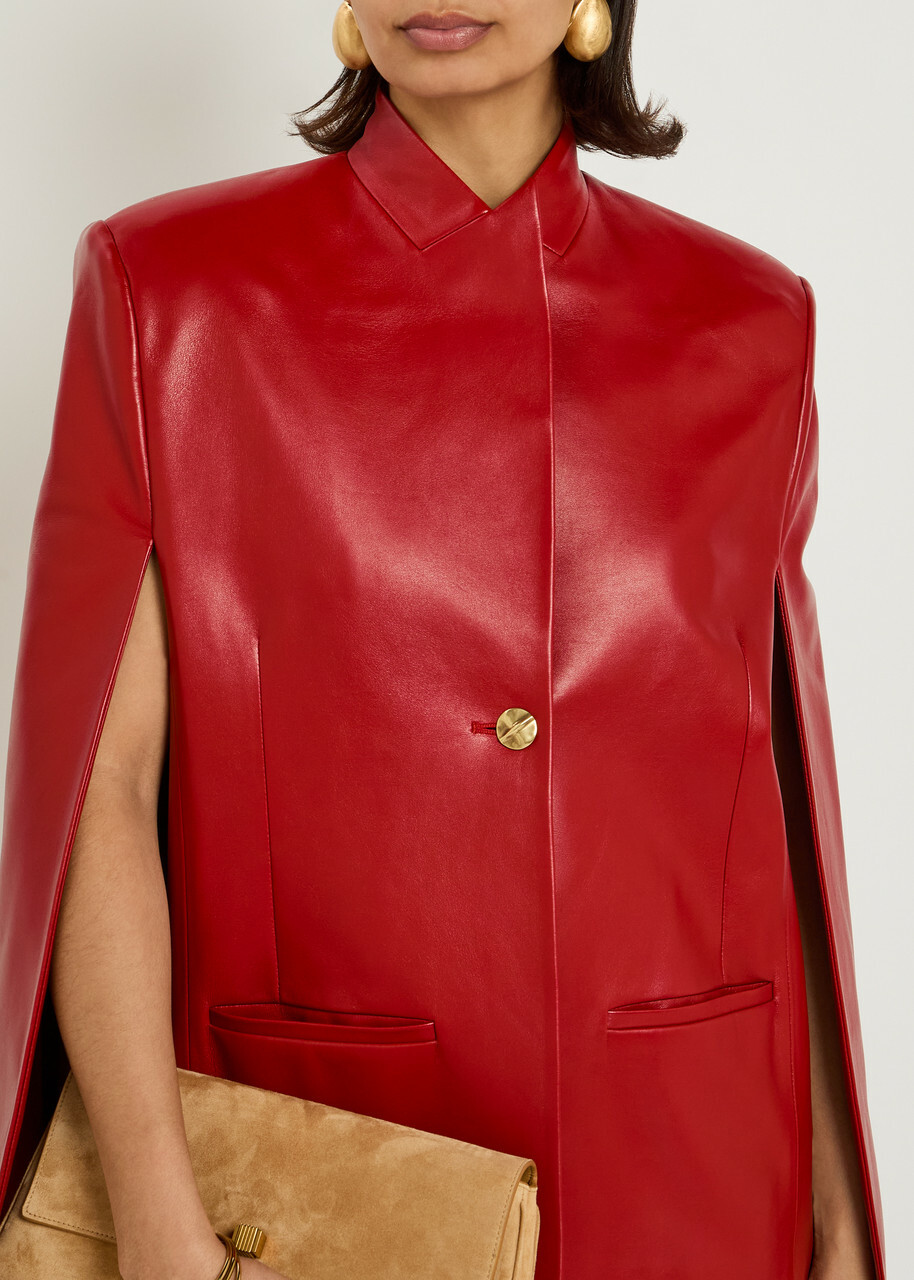 Khaite Dolso Open-sleeve Leather Jacket Red