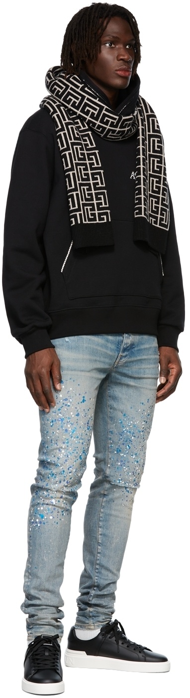Balmain Maxi Monogram Scarf Sweater in Blue for Men
