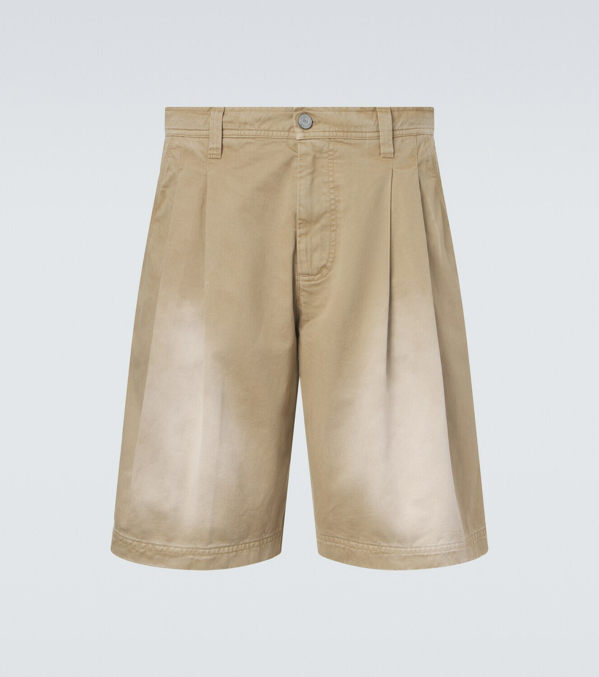 ERL Pleated cotton twill Bermuda shorts
