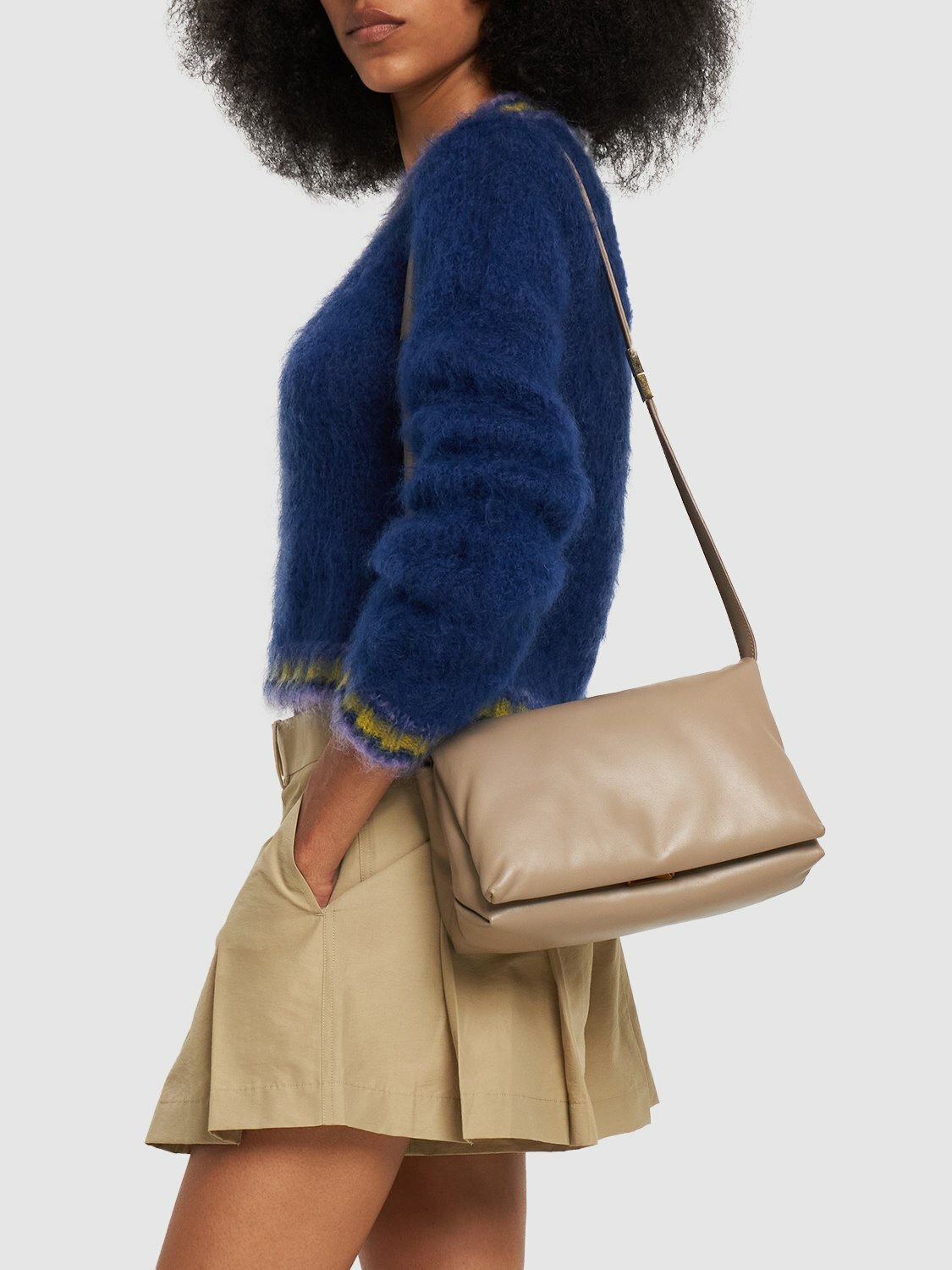 【 MARNI 】PRISMA MEDIUM SHOULDER BAG Marni Prisma Leather Shoulder Bag | Black | FARFETCH