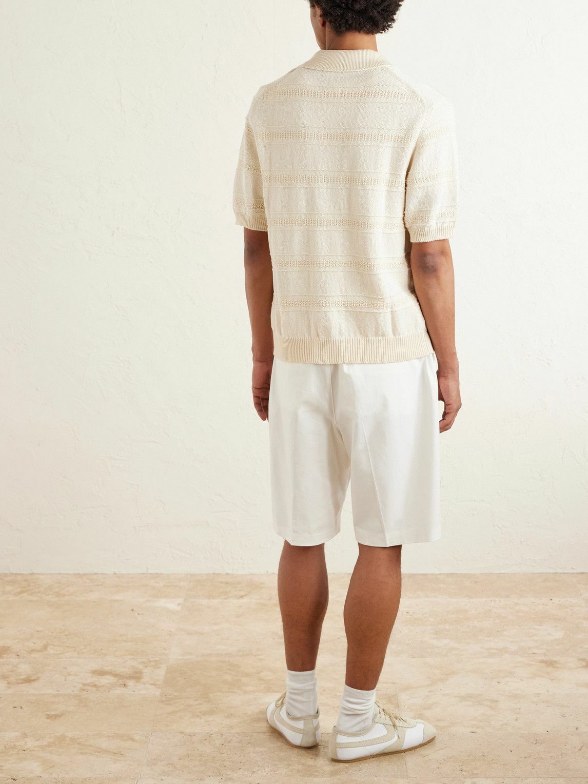 Lardini - Striped Organic and Recycled-Cotton Polo Shirt - Neutrals