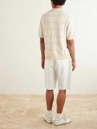 Lardini - Striped Organic and Recycled-Cotton Polo Shirt - Neutrals