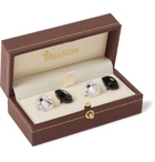 Trianon - 18-Karat White Gold, Onyx, Crystal and Diamond Cufflinks - Silver