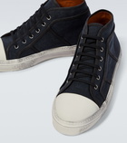 Dolce&Gabbana - Denim leather-trimmed sneakers