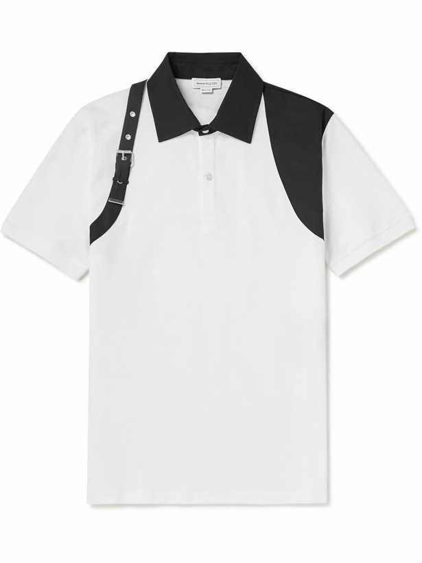 Photo: Alexander McQueen - Harness-Detailed Cotton-Piqué Polo Shirt - White