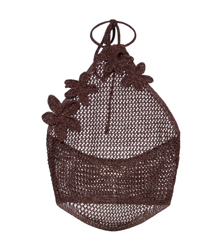 Photo: Bananhot Cori open-knit halterneck lamé crop top