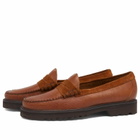 Bass Weejuns Men's Larson Lug Soft Grain Loafer in Mid Brown Textured Leather