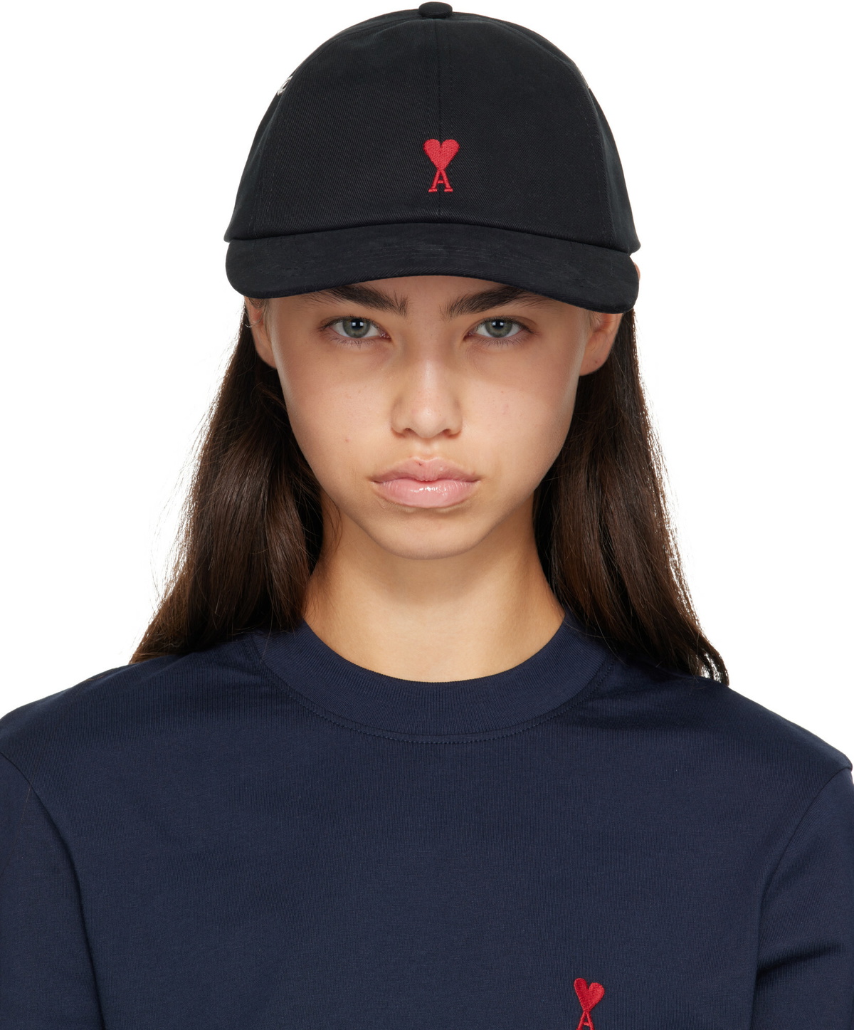 AMI Paris Black Cotton Ami De Coeur Cap