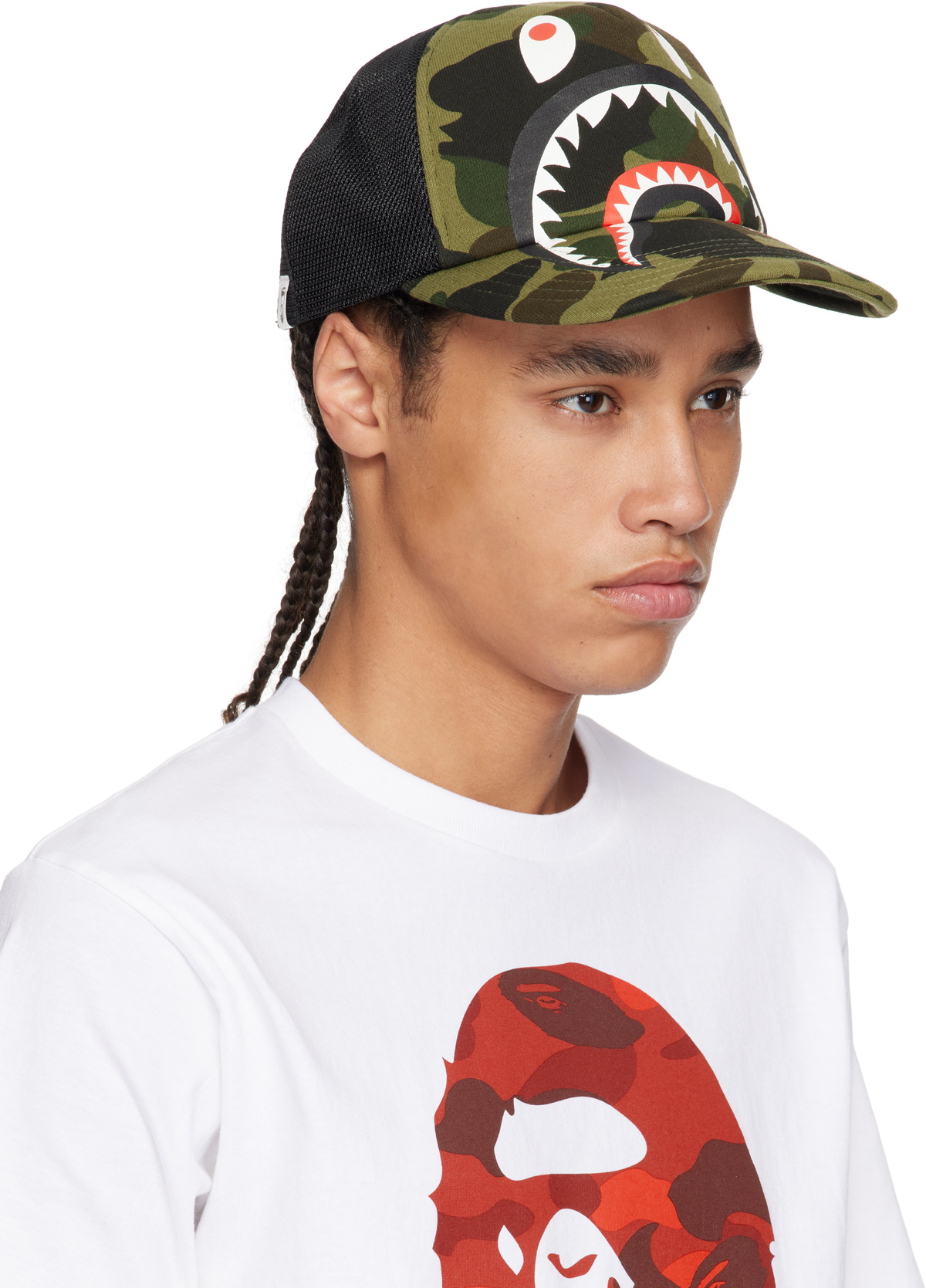 BAPE Green & Black 1st Camo Shark Mesh Cap A Bathing Ape