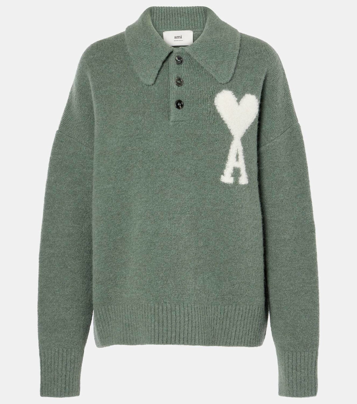 Ami Paris Ami De Cœur wool-blend polo sweater AMI