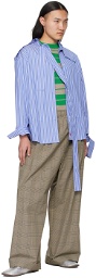 Meryll Rogge Taupe & Green Striped Sweater