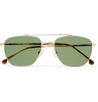 Loro Piana - Open Aviator-Style Gold-Tone Titanium and Tortoiseshell Acetate Polarised Sunglasses - Gold