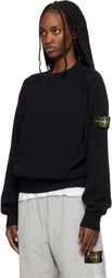 Stone Island Navy 5100020 Light Raw Hand Organic Cotton Sweater