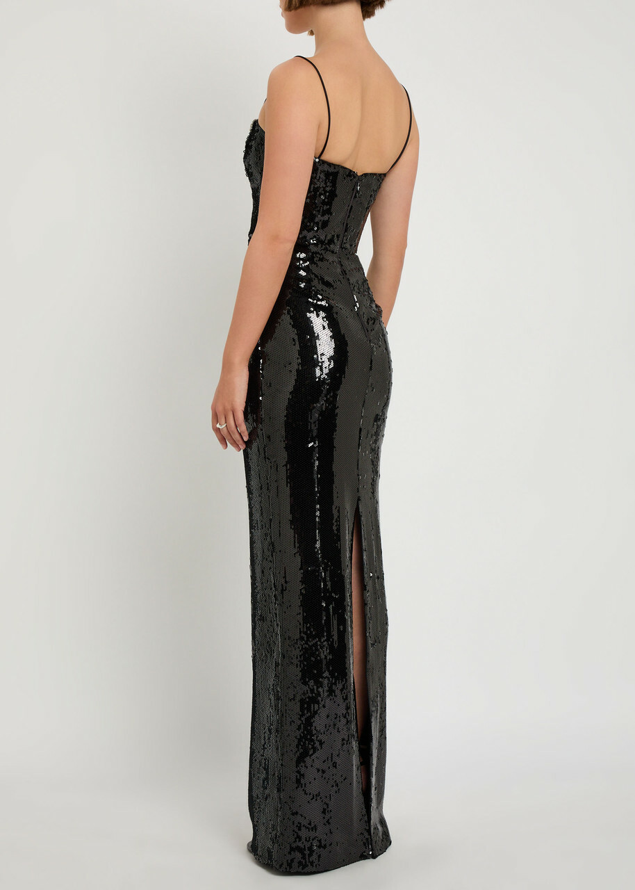 Rebecca Vallance Lyra Embellished Sequin Gown Black