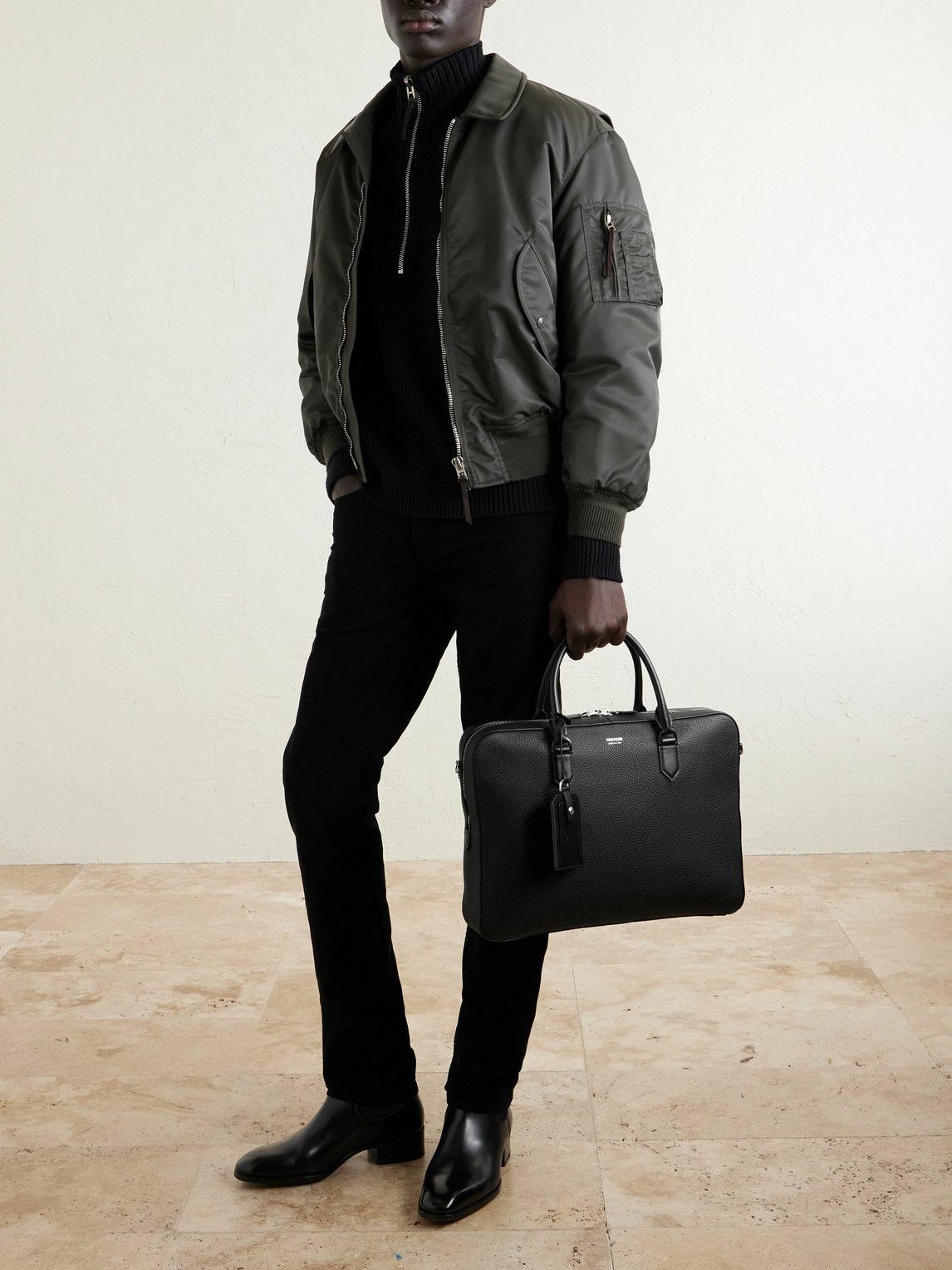 TOM FORD - Elliot Full-Grain Leather Briefcase