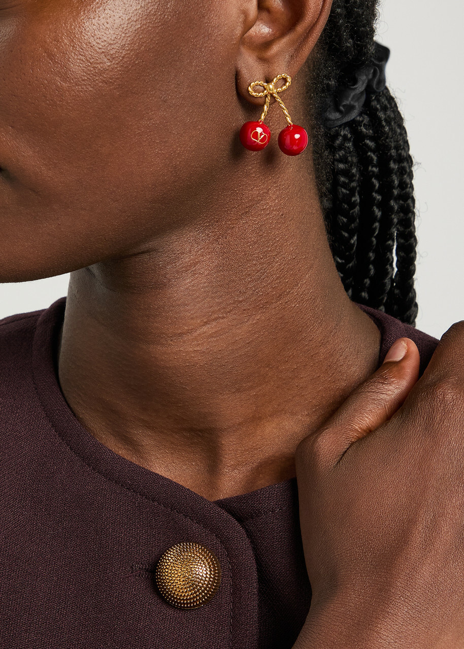 Valentino Garavani Cherryfic Vlogo Drop Earrings - Red - One Size
