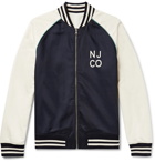 Nudie Jeans - Mark Reversible Logo-Print Cotton and Tencel-Blend Bomber Jacket - Navy