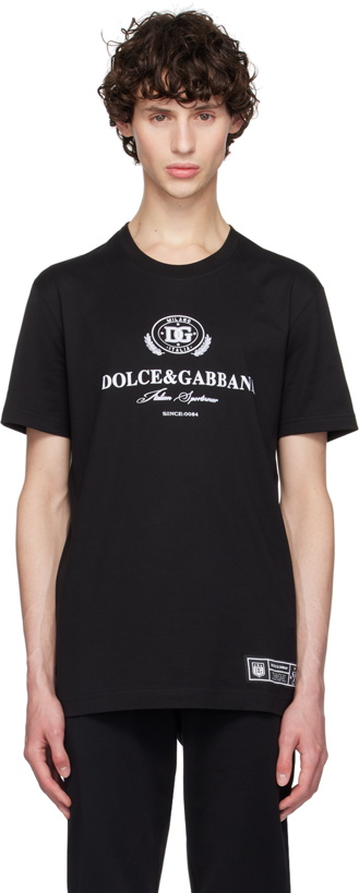 Photo: Dolce&Gabbana Black Logo Print T-Shirt